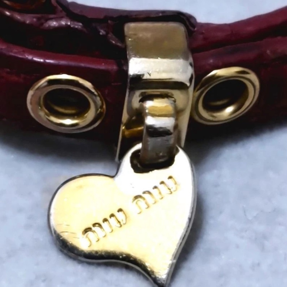 MIU MIU Wine Red Leather Bracelet 37070